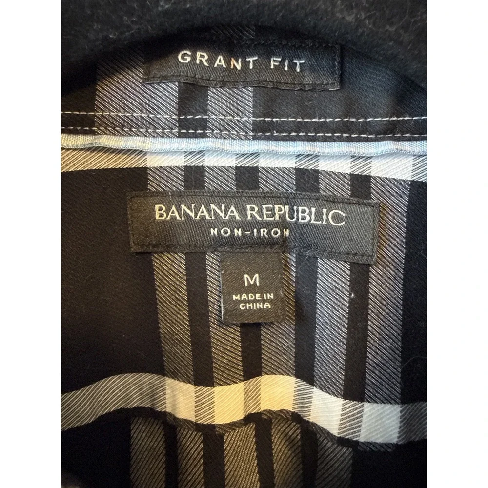 Banana‎ Republic Grant Fit Long Sleeve Plaid Button Up Shirt M Non Iron Classic